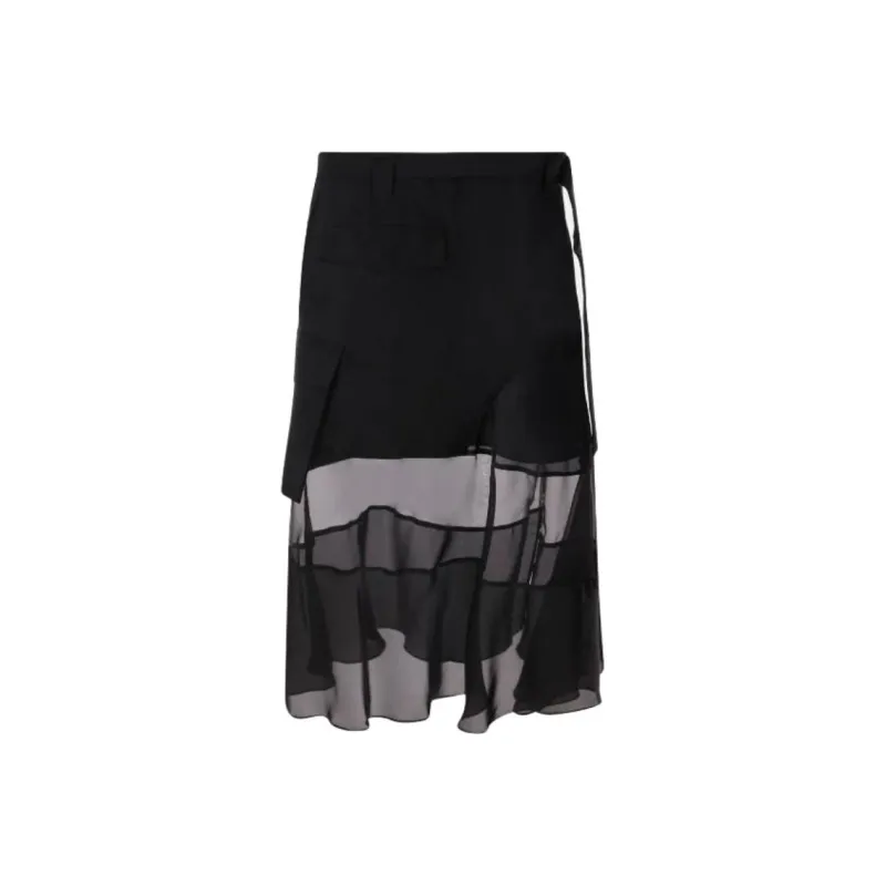 Sacai Asymmetric Midi Skirt-0