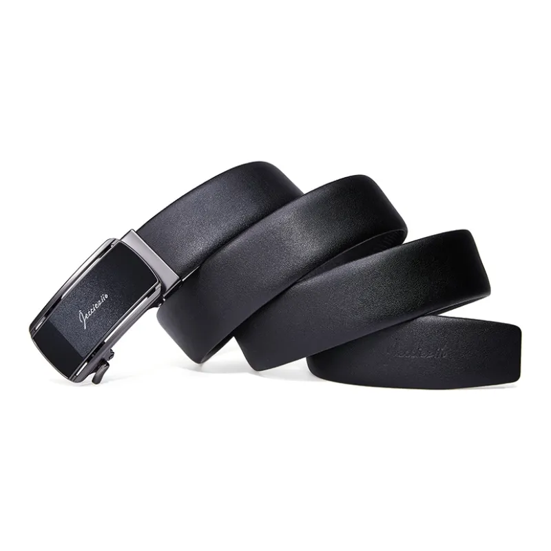 Jeccieziio Cow Leather Belts Men's Gunmetal Width 3.5CM, Free Greeting Card Writing, Photo Printing-3