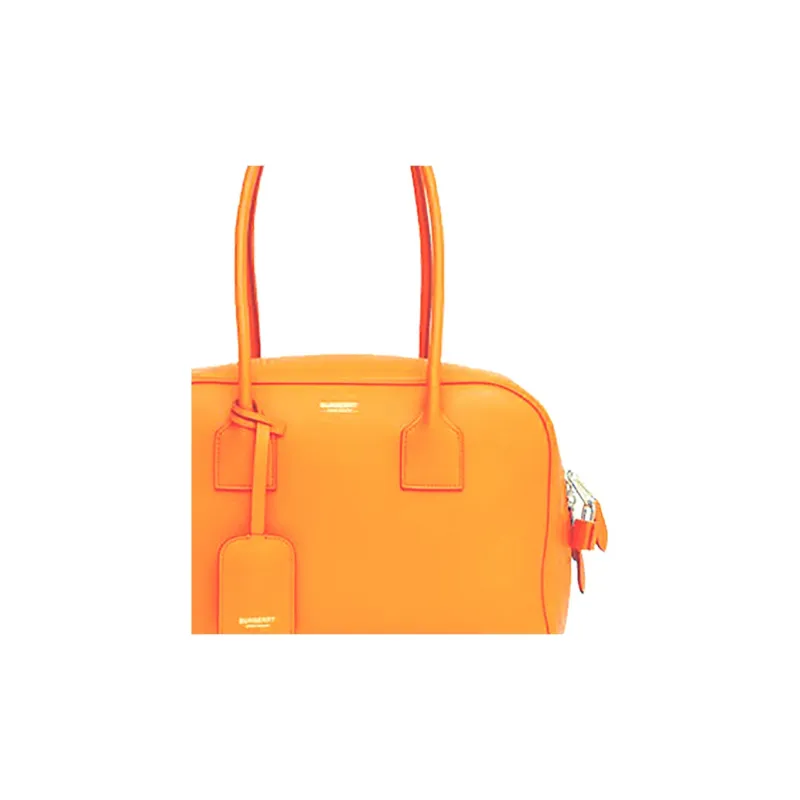 Burberry Cube Cow Leather One Shoulder Handbag Medium Size Women's Deep Orange-4