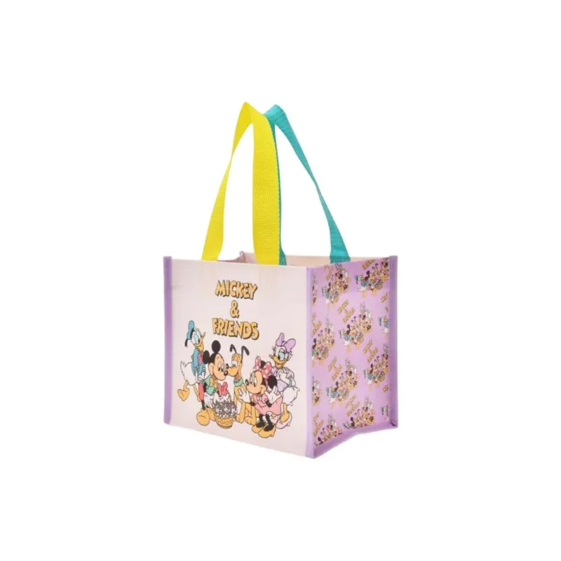 Disney Viscose Tote Bag, Shopping Bag, Handbag, Shoulder Bag Small Size Women's White & Purple-1