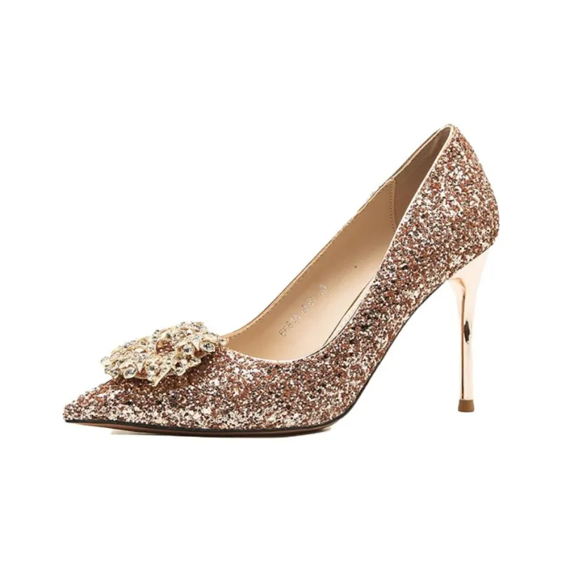 City camel High Heels Women's Gold, Champagne-4