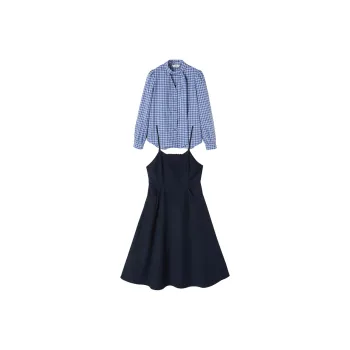 XIANGYING Skirt Set Women's Navy Blue