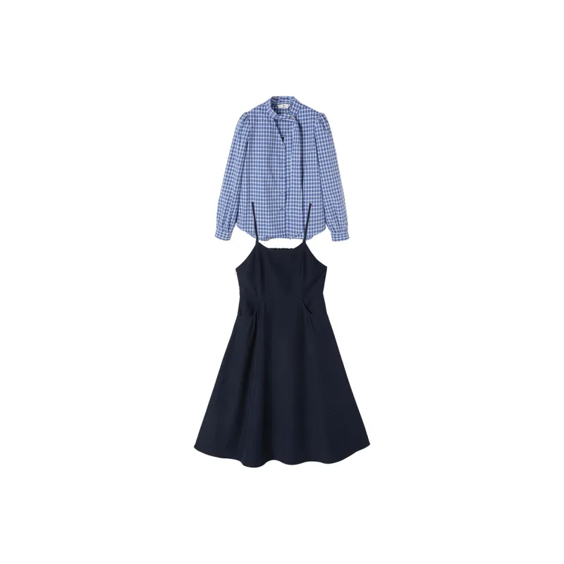 XIANGYING Skirt Set Women's Navy Blue-0