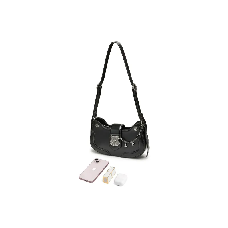 Teenmix X Disney, Collaboration Artificial Leather Shoulder Bag Medium Size Unisex Truffle Black-4