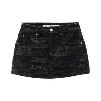 Alexander Wang Newsprint Logo Embroidered Mini Skort