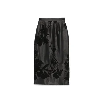 ELIE SAAB Embroidered Faux leather Maxi Skirt