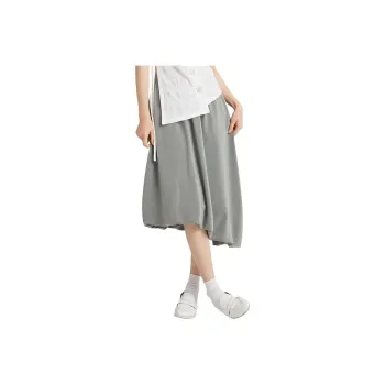 BLUEerror Casual Long Skirt Women's Stone Gray Green