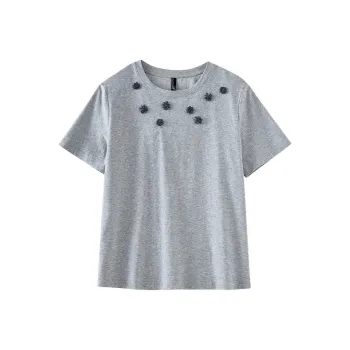 OUNIXUE T Shirts Women's Gray
