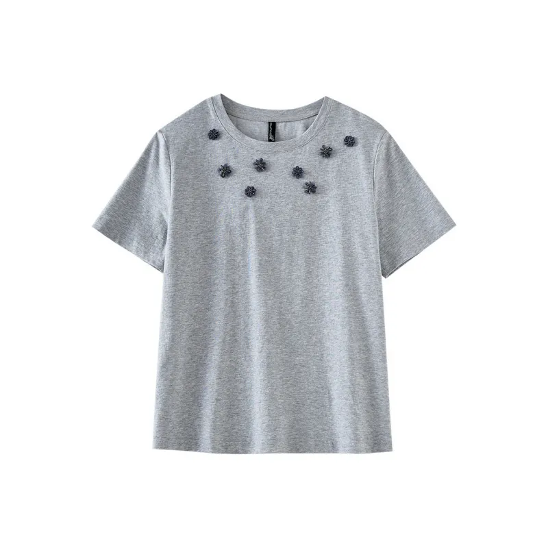 OUNIXUE T Shirts Women's Gray-0