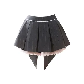 COMMA GIRL Casual Short Skirts Women's Gray