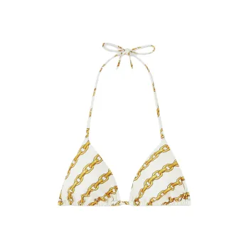 VERSACE Logo Triangle Cup Tie Fastened Bikini Top