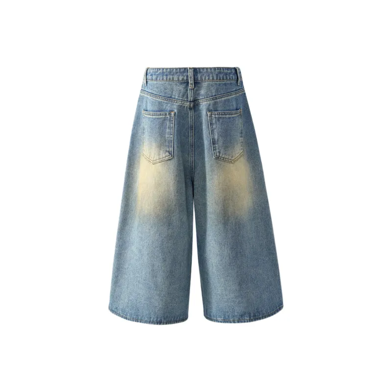 HOKLV Denim Shorts Unisex Vintage Blue-1
