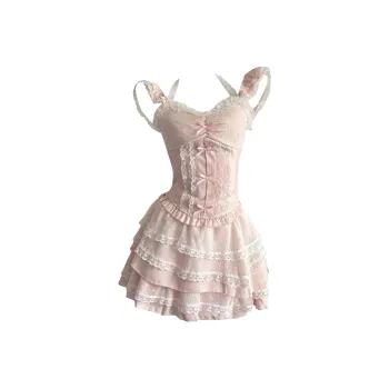HUINIAN Two Piece Skirt Sets Women's Pink