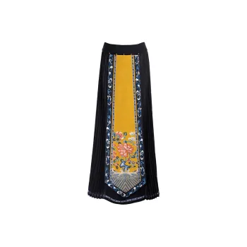 A LIFE ON THE LEFT Casual Long Skirt Women's Sky Black And Earth Yellow