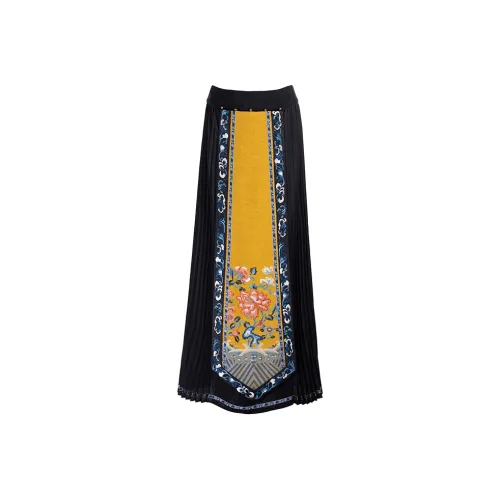 A LIFE ON THE LEFT Casual Long Skirt Women's Sky Black And Earth Yellow