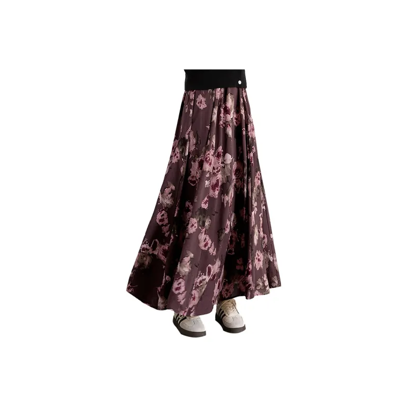 Cypress House Casual Long Skirt Women's Pink Coffee Floral-0