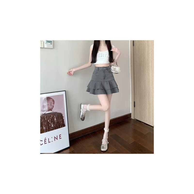 XIANSINIAO Denim Short Skirts Women's-1