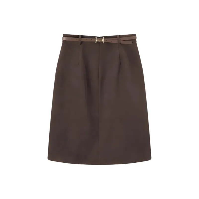 EICHITOO Casual Long Skirts Women's Dark Brown-0