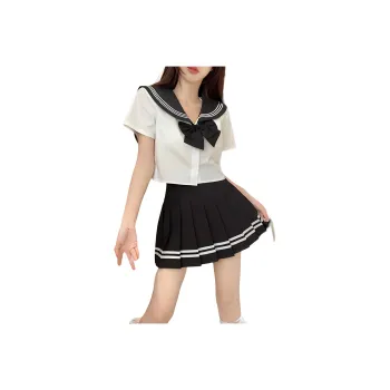 Garbege Uniform Women's White Shirt Bow Black Skirt Set
