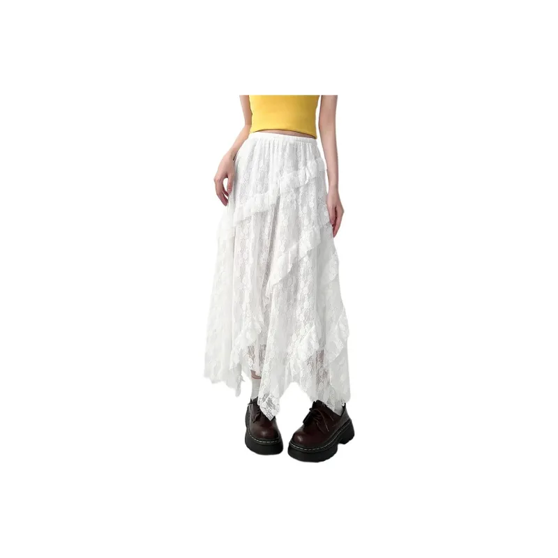 FLIM Casual Long Skirts Women's White-0