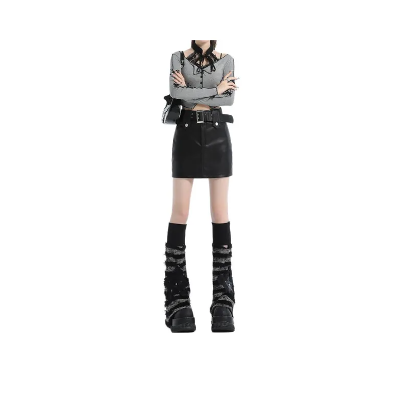 Concubine Zhu Leather Short Skirts Women's-0