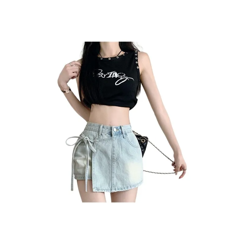 Shuhao Bai Denim Shorts Women's Blue-0