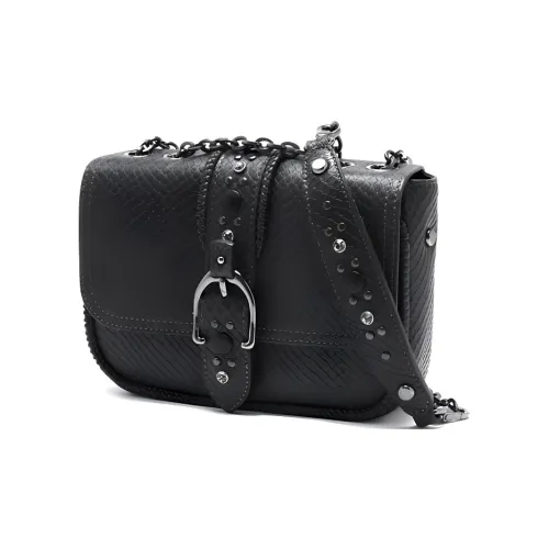 LONGCHAMP Leather Shoulder Bag Crossbody Bag Men's Black