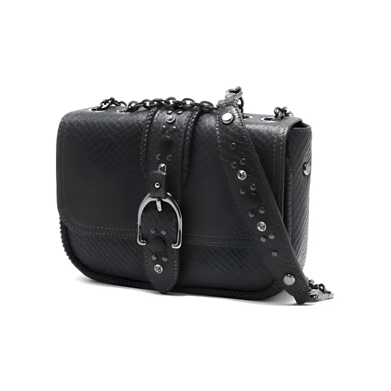 LONGCHAMP Leather Shoulder Bag Crossbody Bag Men's Black-0