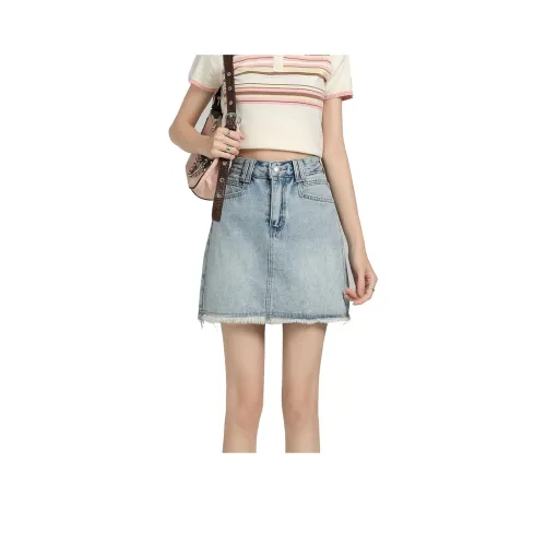 MJB Denim Short Skirts Women's Light Blue