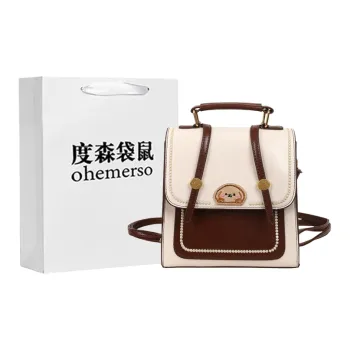 Dusen Kangaroo PU Backpack Women's Multicolor