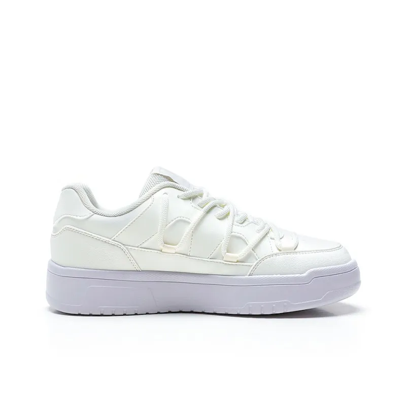 QIAODAN Anti Slip Wear Resistant Low Top Skateboard Shoes Women's White Purple-1