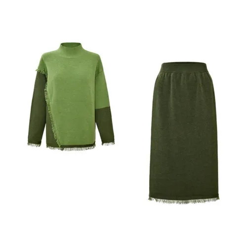 DIFFIE RIEGER Skirt Set Women's Mustard Green