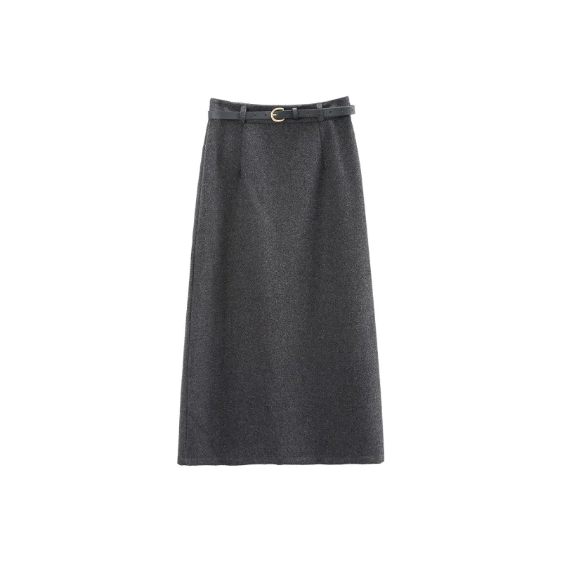 A Paradise For Awakening Casual Long Skirts Women's Dark Gray-0