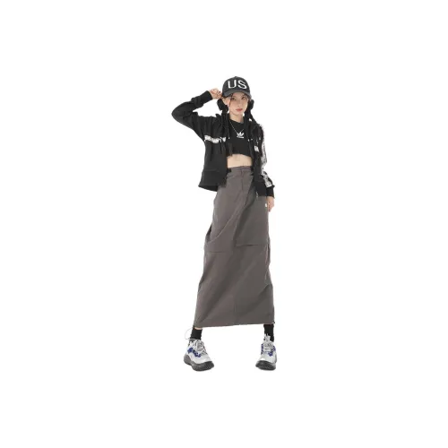 ZNZW Casual Long Skirts Women's Space Gray