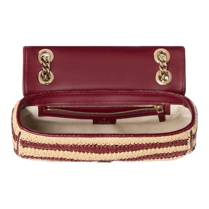 GUCCI GG Marmont Viscose Shoulder Bag Medium Size Women's Red & Beige-4