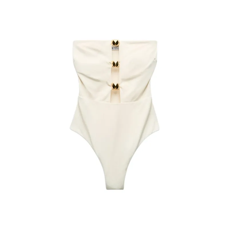 ZARA One-piece Swimsuit Women's Raw White-0