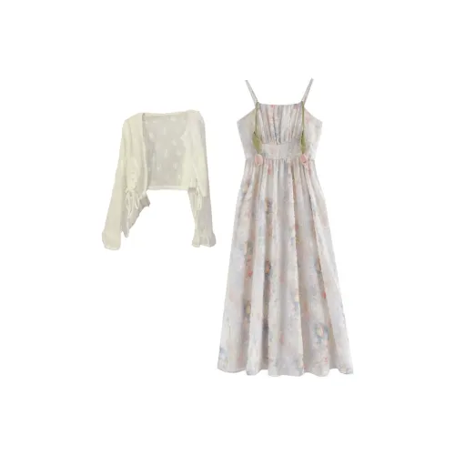 Yvetteclassic Skirt Set Women's White Cardigan/Multicolor Camisole