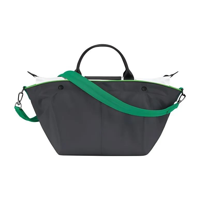LONGCHAMP Le Pliage Canvas With Leather Canvas Bag, Dumpling Bag, Crossbody Bag, Handbag Medium Size Women's Metal Gray-2