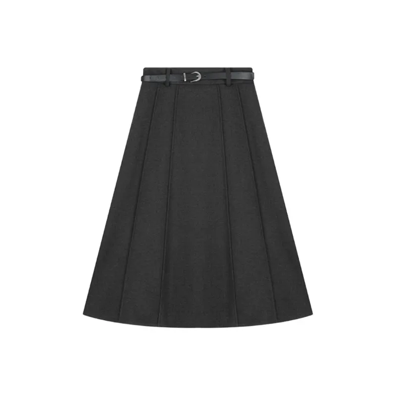 IHIMI Casual Long Skirts Women's Charcoal Gray-0