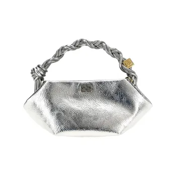 GANNI Leather One Shoulder Handbag Mini Women's Silver
