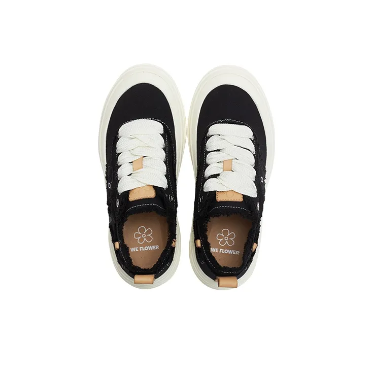 WE FLOWER Low Top Skateboard Shoes Unisex Black Mary-3