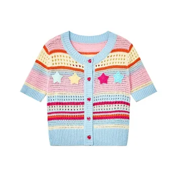 ELF SACK Knitwear Women's Coral Pink Blue Stripes