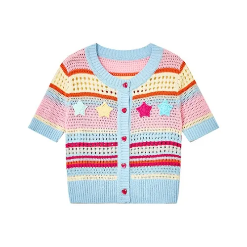 ELF SACK Knitwear Women's Coral Pink Blue Stripes