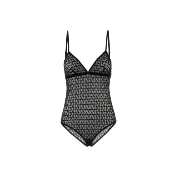 Valentino Mesh Monogrammed Bodysuit