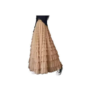 Wbwq Casual Long Skirts Women's Apricot