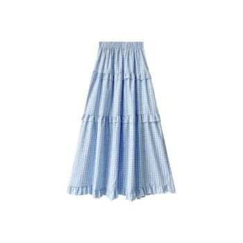 ABCMININ Casual Long Skirt Women's Blue