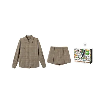 BVODE Skirt Set Women's Vintage Brown