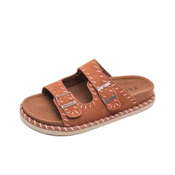 KUNGFUDEER Totem Stitching Slip Resistant Abrasion Resistant Slide Slippers Unisex