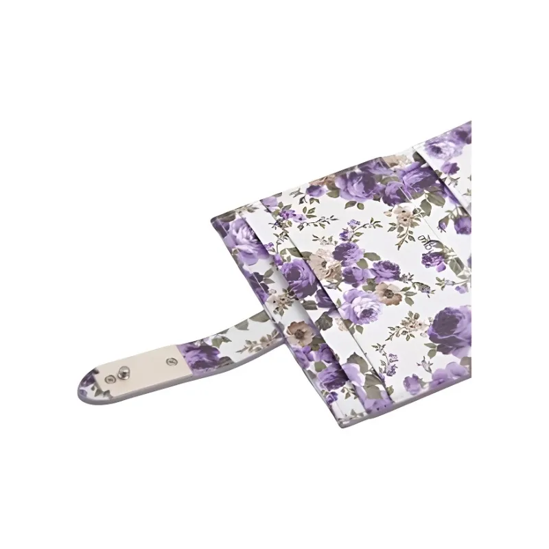 Vunque Natural Leather Wallet Small Size Women's Ivory With Purple Accents-4