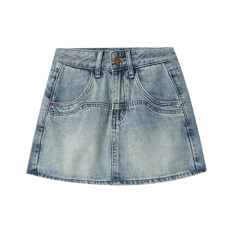 CHARM PICK Denim Short Skirts Women's Blue-0